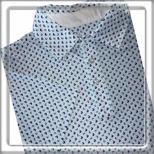 Barbell Apparel Performance Print Polo Short Sleeve Size Large Muscle White